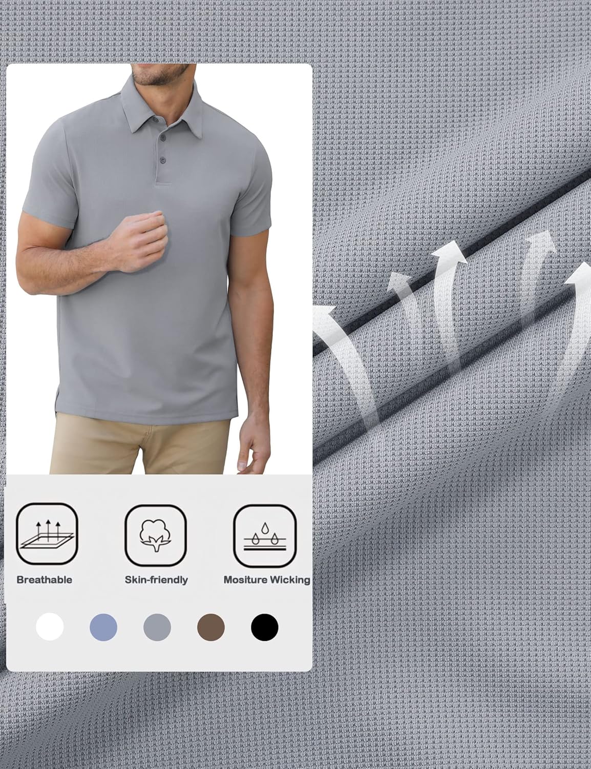 Miniatura 6 de GymSmart Polo Shirts for Men Short Sleeve Casual Business Sports Tennis Golf Shirts