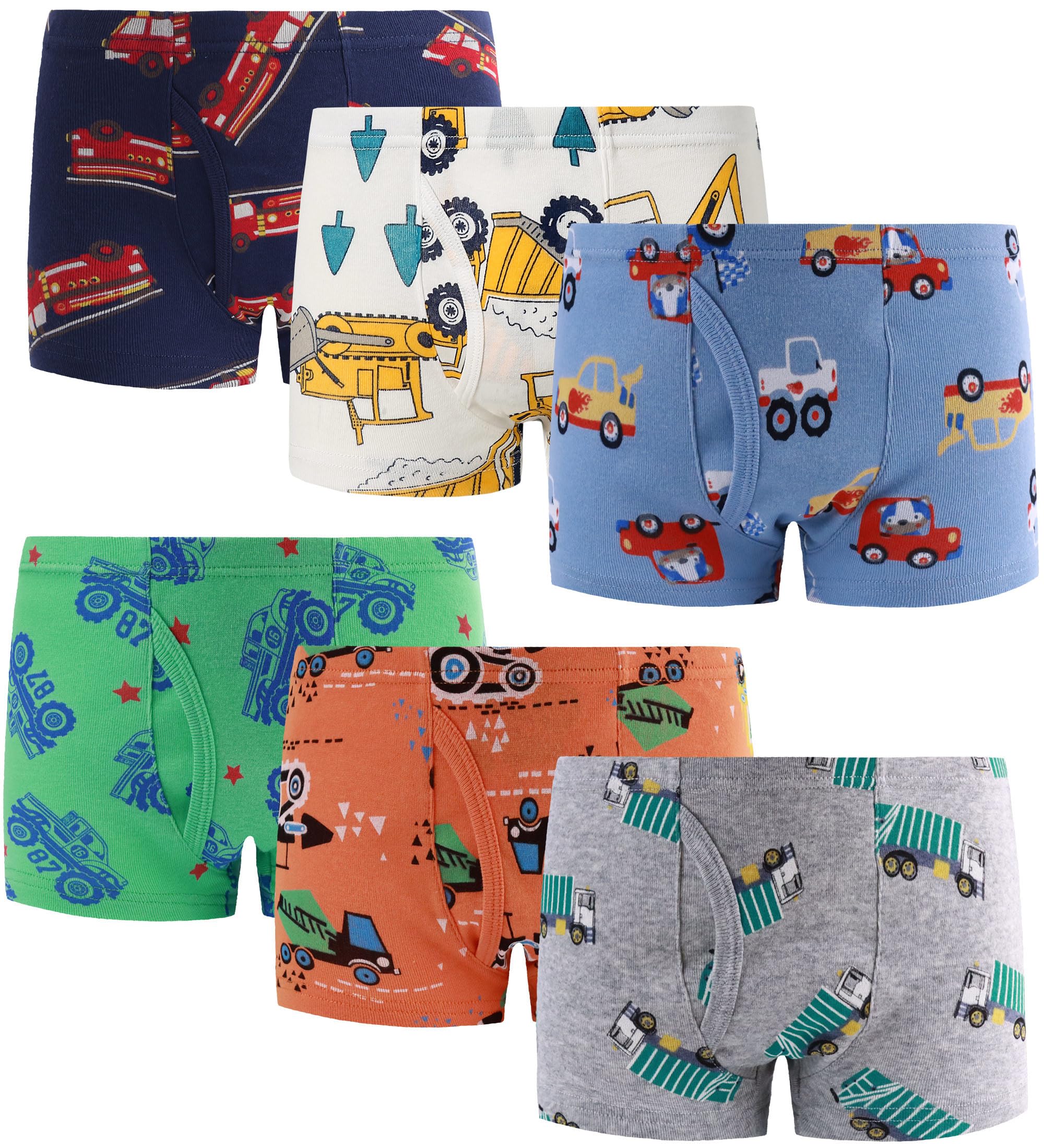Finihen - Calzoncillos de algodón para niños pequeños y pequeños, ropa interior de dinosaurios, camión, tiburones