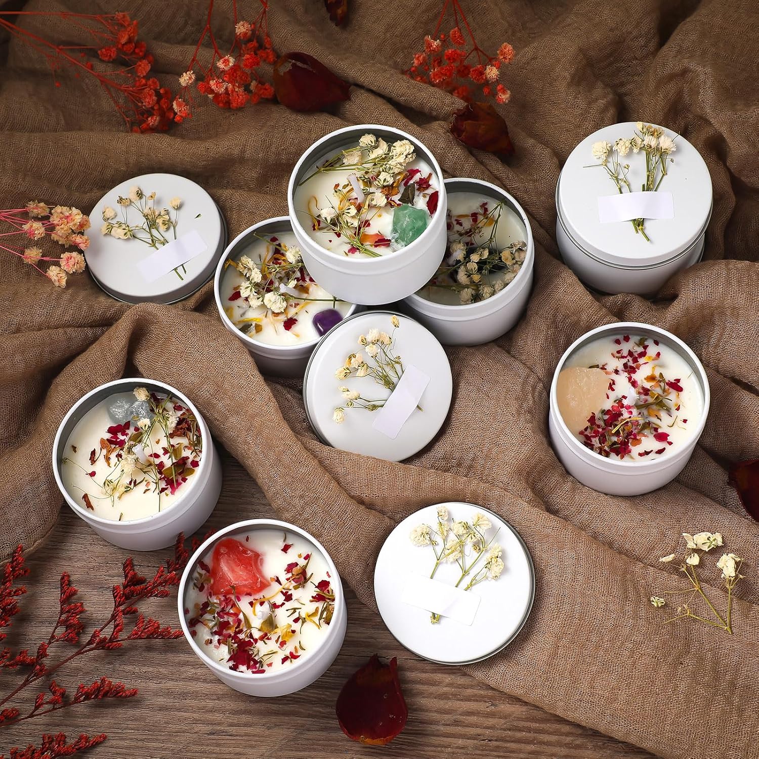 threlaco 12 pcs bridesmaid gift scented candles bridesmaid proposal candle soy wax flower candles sets for women gift maid of honor wedding bridal shower favors for guests(elegant color)