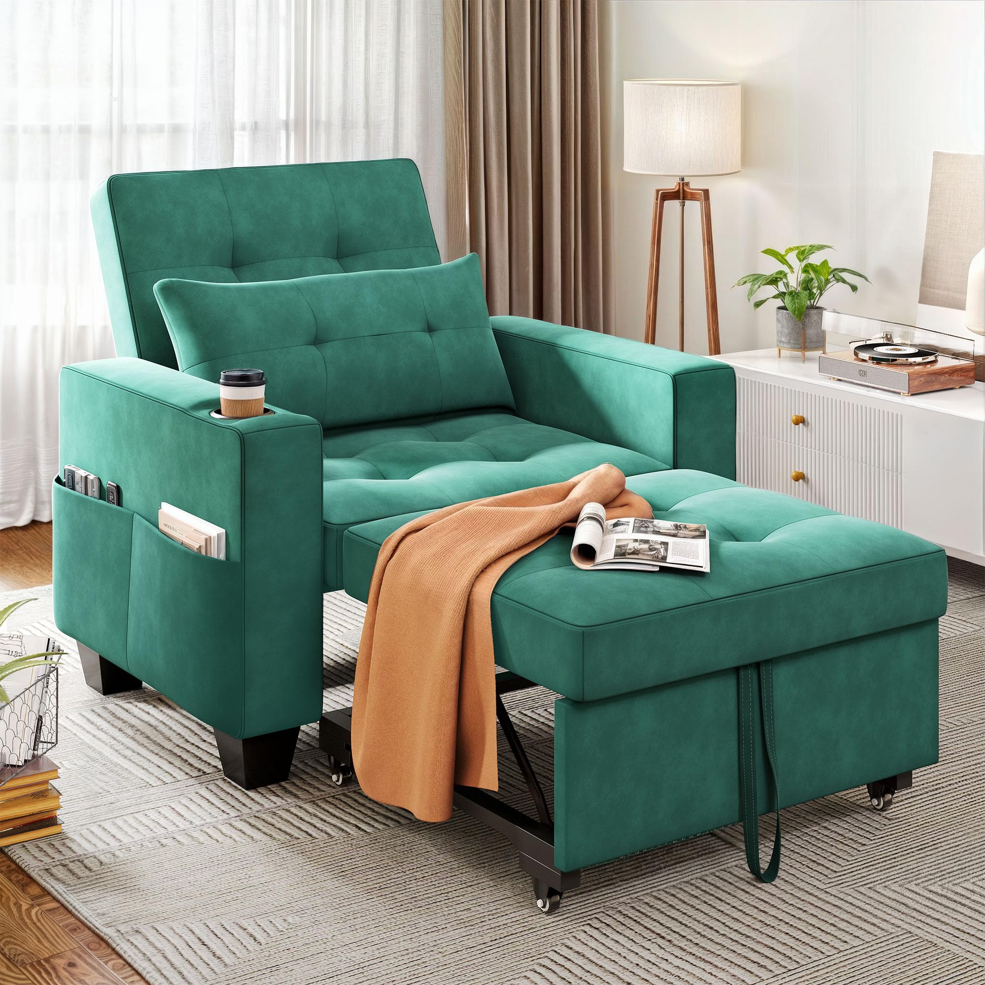 ZONJIE 3-in-1 Schlafsessel - Verstellbarer Relaxsessel Mit Bettfunktion In Beige