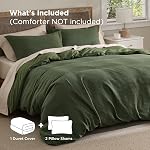 Bedsure Luxury Waffle Duvet Cover Queen Size - Textured Duvet Cover Set, Soft, Breathable Bedding Set (90"x90") with 2 Pillow Shams for All Season, Olive Green, Comforter Not Included
