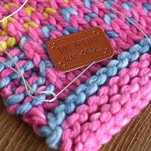 Miniatura 6 de Boye Etiquetas de cuero sarcástico hechas a mano para manualidades, tejido y ganchillo, paquete de 6