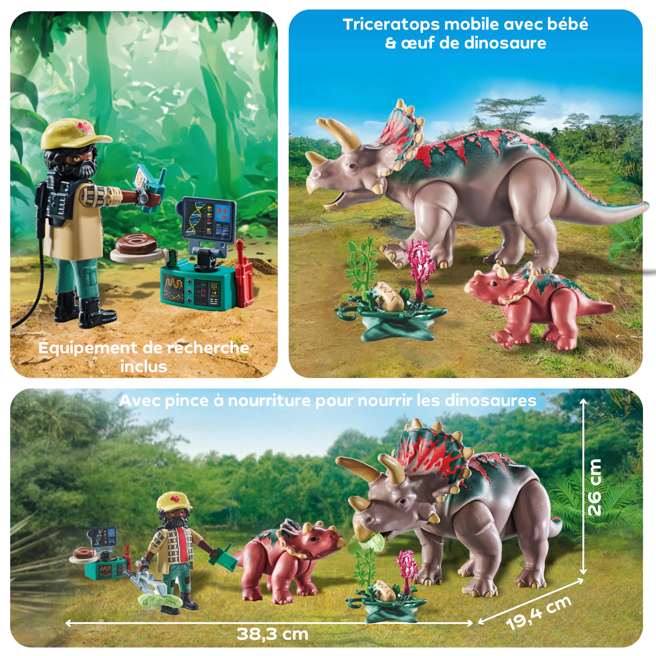 Playmobil | Dinos | Triceratops avec Une bébé | Jeu de Dinosaures | Figurines d’Animaux | Jouet d’Aventure | pour Enfants de 4 Ans et Plus | 71821