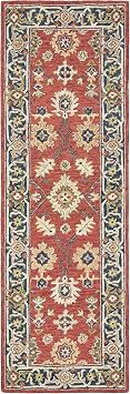 Oriental Weavers Alfresco Hand-Made Wool Area Rug - 28404-26" x 8 - in Red/Blue - Vintage Inspired, Hand-Made Wool Rugs, Entryway, Hallway Runner Rug