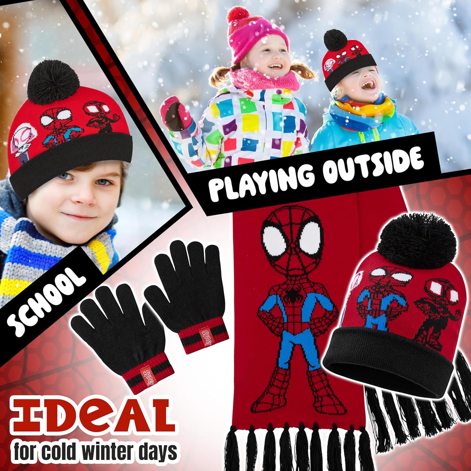 Marvel Boys Hat and Gloves Set for Boys Kids Winter Beanie Hat Cold Weather Accessories Set Avengers Gifts - Image 4