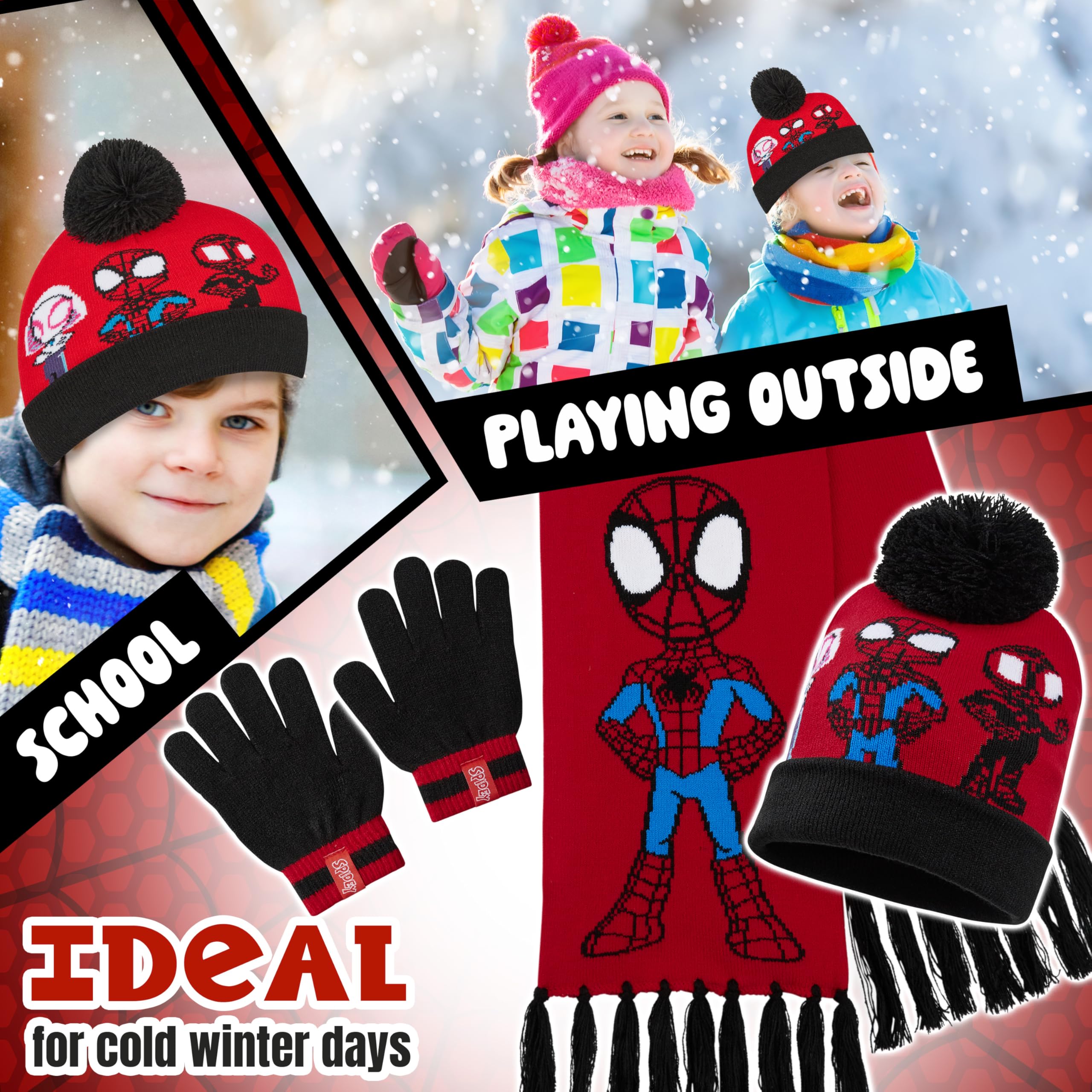 Marvel Accessori Invernali Set Bambino per Viaggi e Scolastici - Regalo Ragazzo