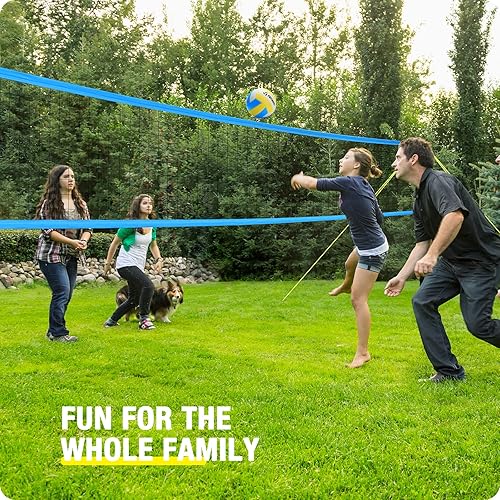 Miniatura 6 de Sistema de red de voleibol portátil para exteriores, instalación rápida y fácil, postes de acero de altura ajustable, voleibol de poliuretano con