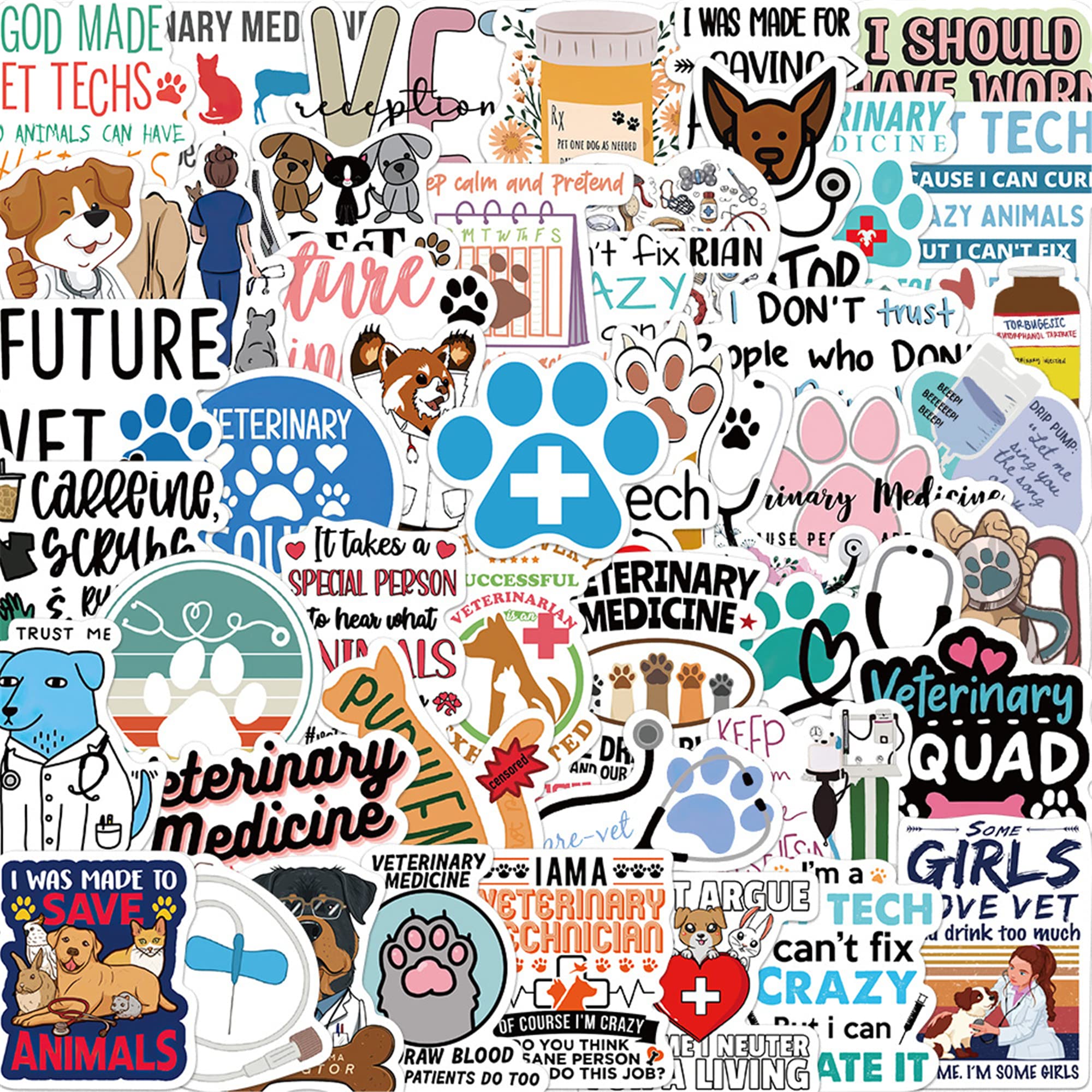 Buy Vet Stickers, 50PCs, Veterinarian Doctor Nurse Aesthetic Vinyl