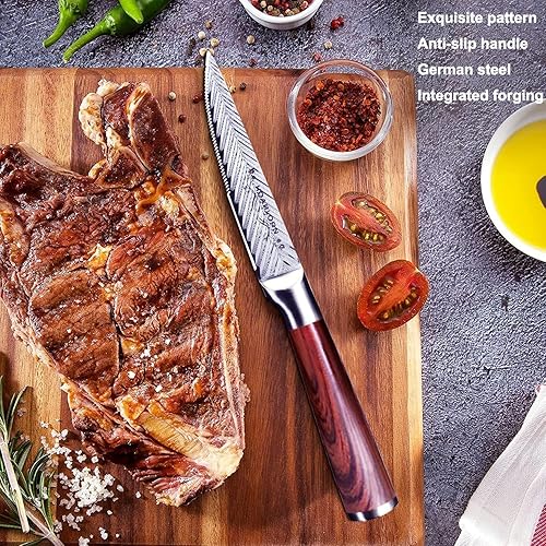 Miniatura 6 de ChefHoablorn Juego de cuchillos con bloque AK01 de 20 piezas, aspecto de damasco y cuchillos de cocina completos, portacuchillos extra grande con