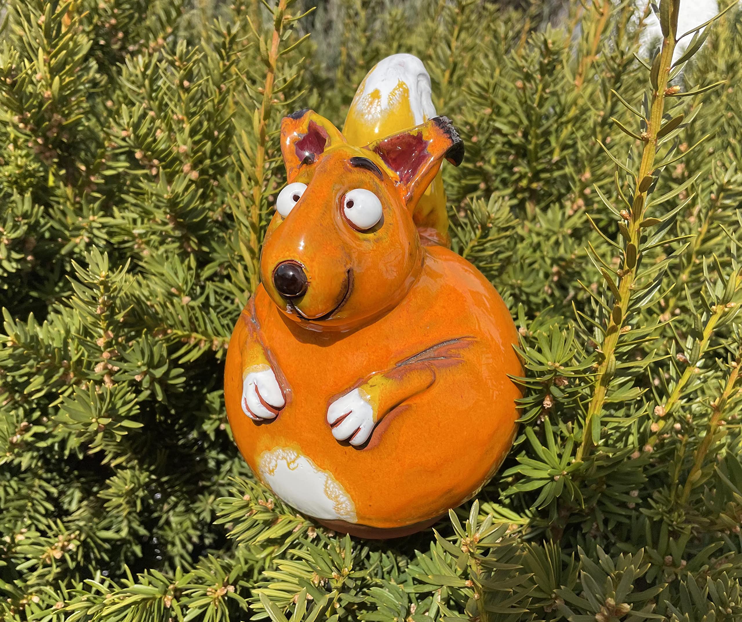 Midene Decoration Jardin Exterieur Statue en Céramique - Deco Extérieur - Figurines pour Jardin - Faite à la Main, Résistant au Gel, Cadeau Unique pour Les jardiniers - Écureuil