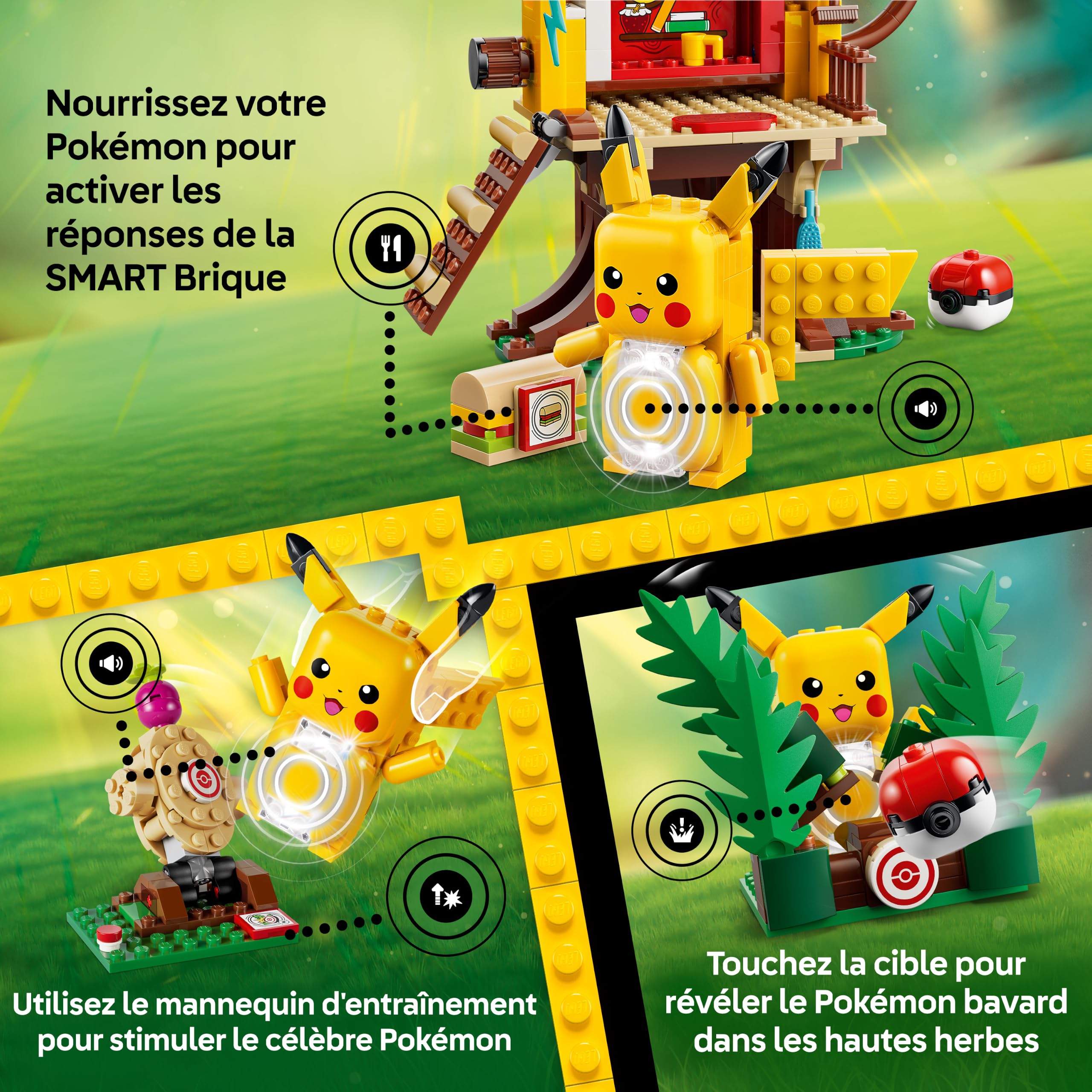 LEGO Pokémon Smart Play : Pikachu et la Cabane d’Entraînement - Set Interactif Tout-en-Un avec 1 Smart Brique, 4 Tags, 1 Chargeur & 1 Pokémon - Idée de Cadeau pour Garçons et Filles dès 6 Ans 72164