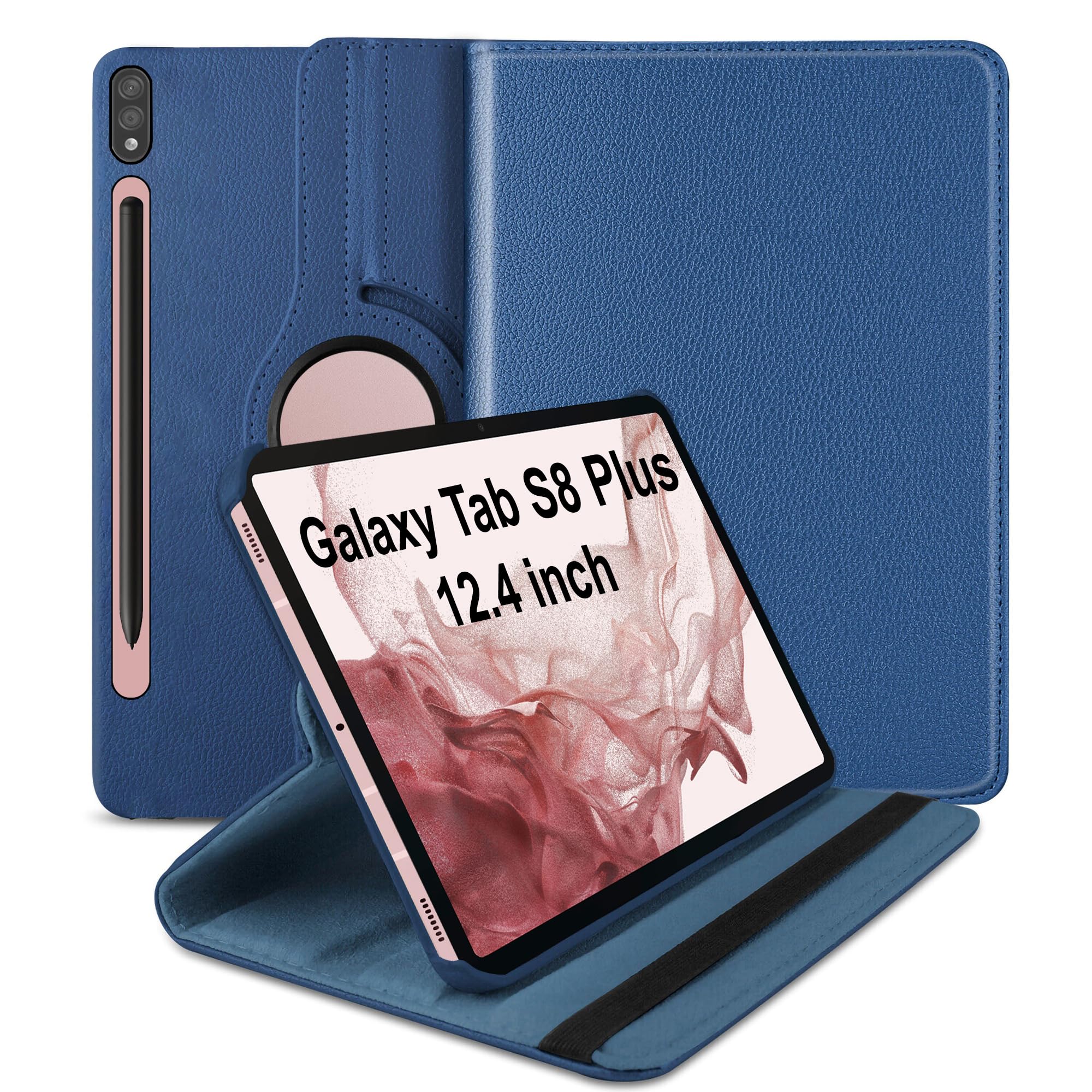 TGK Rotating Cover for Samsung Galaxy Tab S8+ 12.4 inch Leather Flip Case Cover Dark Blue (B0BJ362TVX) Amazon Price History, Amazon Price Tracker