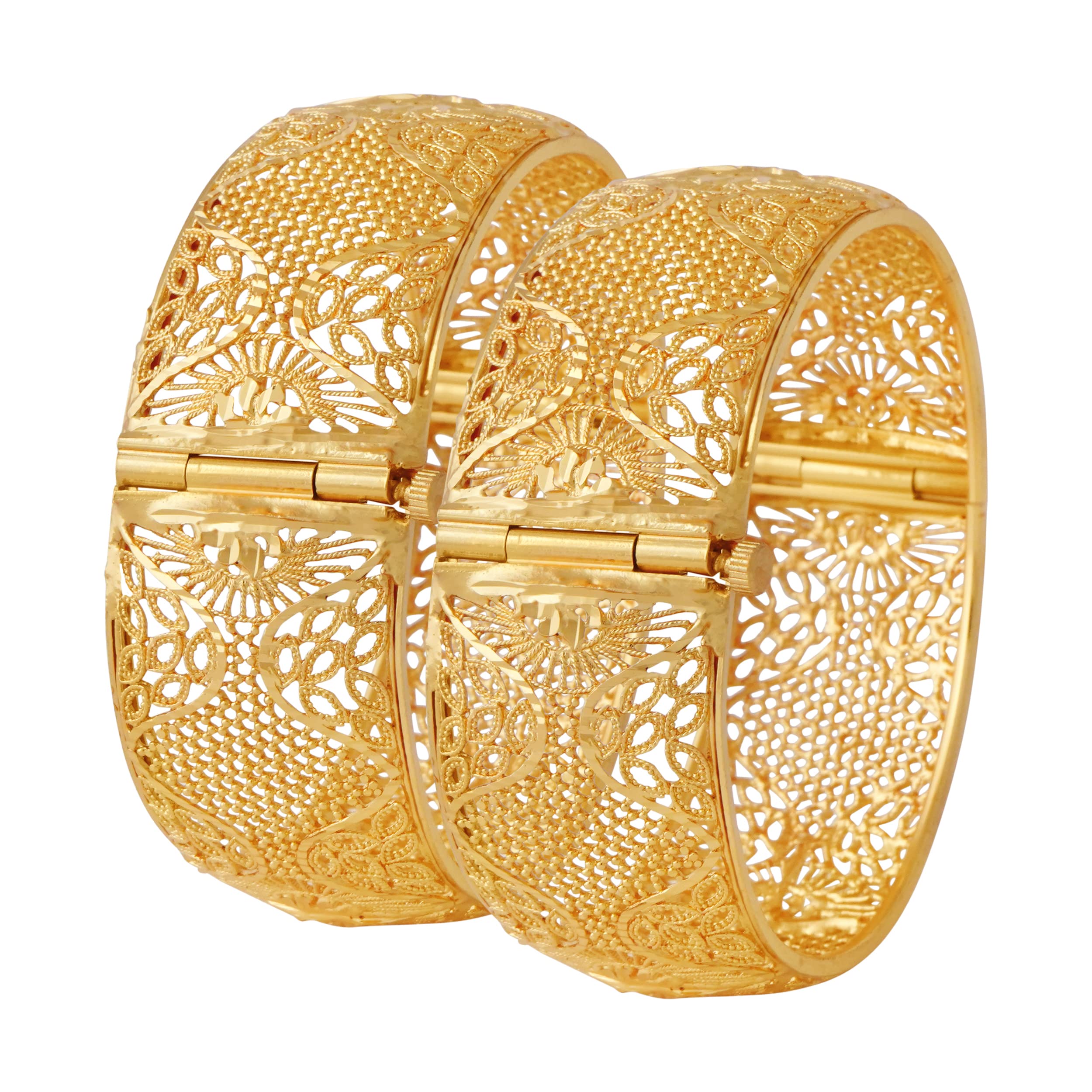 Mansiyaorange Two Broad Anti clockwise Screw Opnable Golden Filigree Floral 3D Work Bangles/Bangdi/Chudi/for Women(2.10) (B0C1KN6RFS) Amazon Price History, Amazon Price Tracker