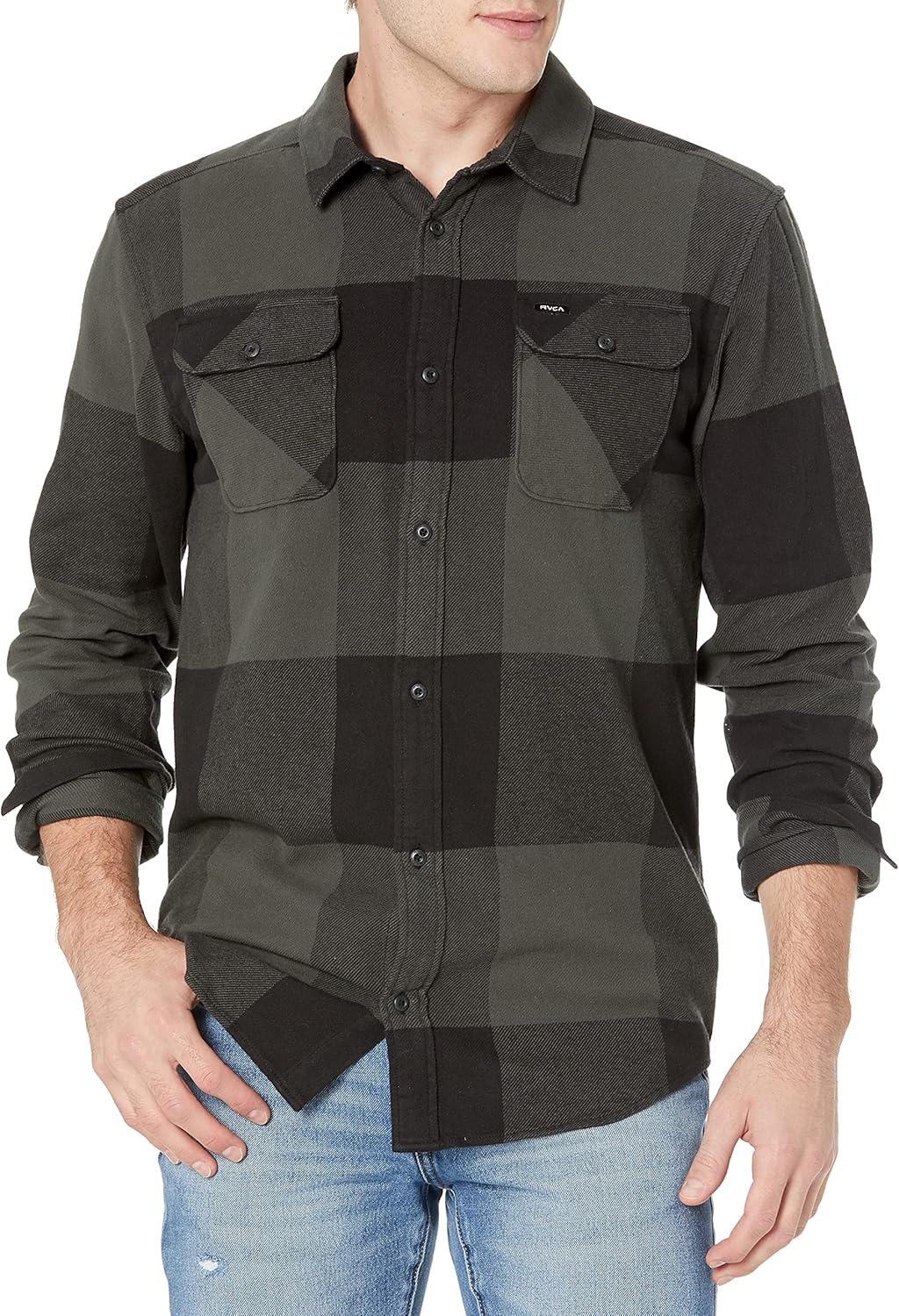 RVCA Mens Standard Fit Long Sleeve Button Up Flannel Shirt