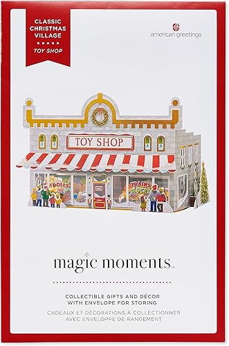 Miniatura 6 de American Greetings Recuerdo desplegable de decoración de pueblo navideño con sobre para almacenar (tienda de juguetes)