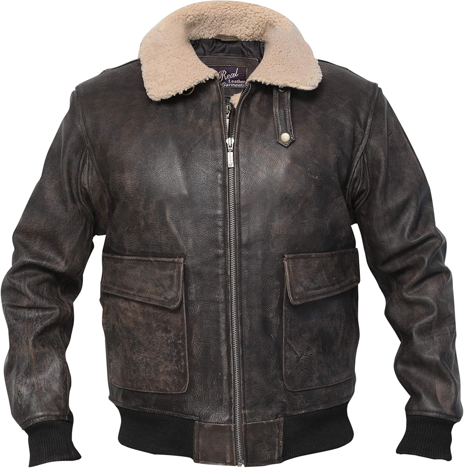 G1 Distressed Brown Cowhide Leather Bomber Aviator Flight Jacket