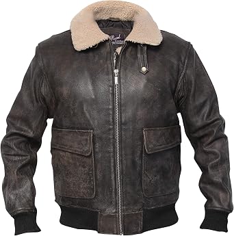 G1 Distressed Brown Cowhide Leather Bomber Aviator Flight Jacket