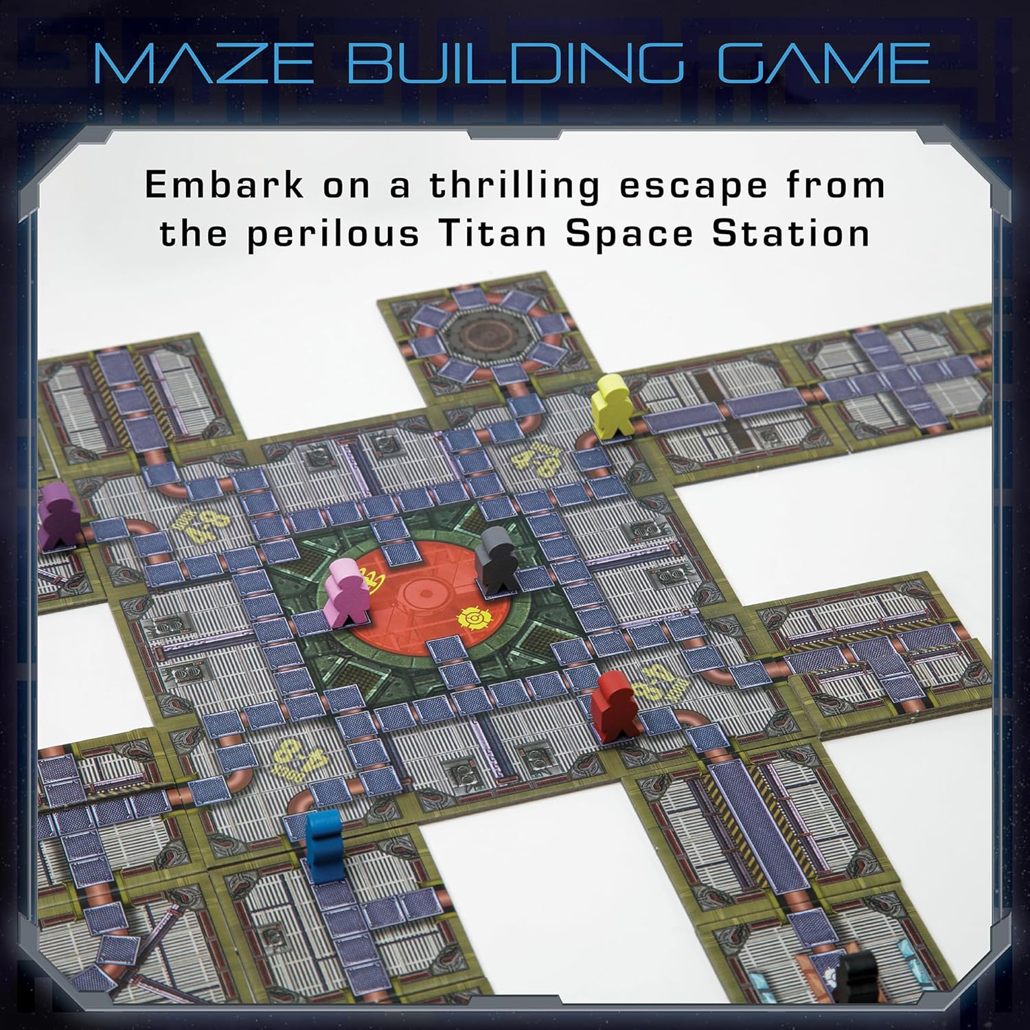 No Escape Board Game - Strategy Board Games for Adults, Family Games, Party Games. Unique Strategic Space Sabotage Traitor Maze Game with Tiles - Fun for Kids, Teenagers, Adults. 2 to 8 Players.