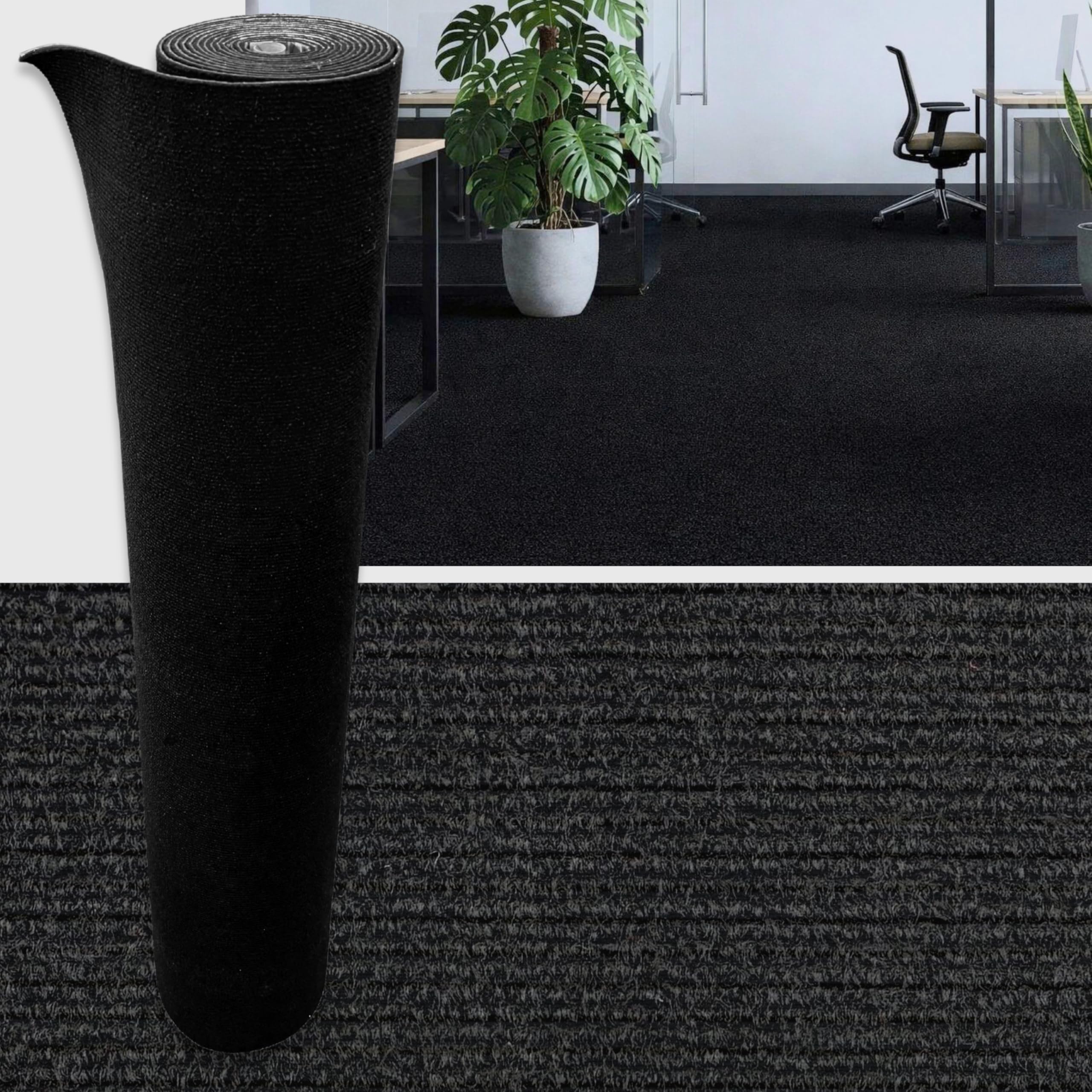 Moquette auto-adhésive 6 m² – Rouleau de moquette 120×500 cm, 5 mm d’épaisseur, inodore, pose rapide, revêtement de sol pour salon, bureau, chambre d’enfant (Noir - SXP-TWDT-005, 6m²)