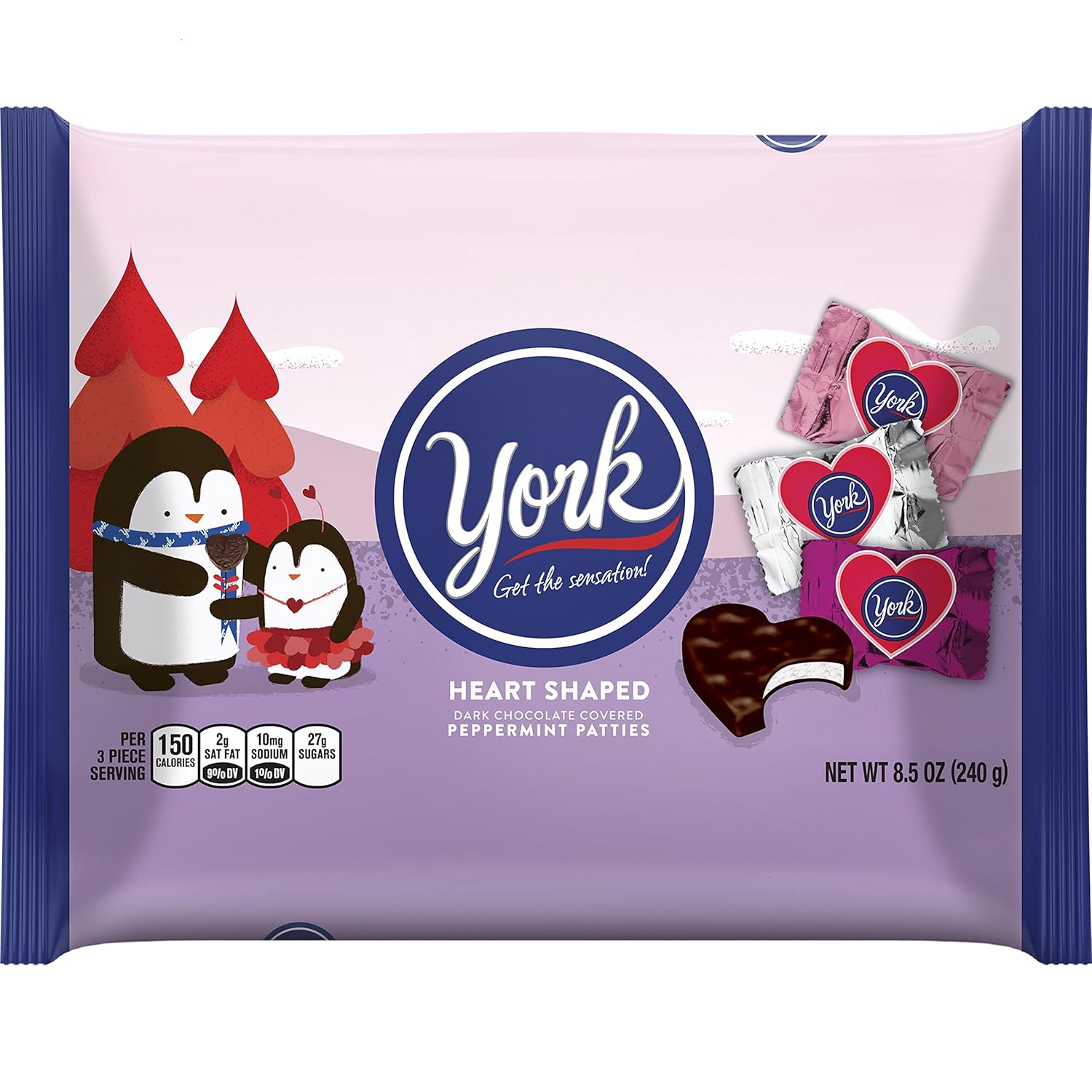YORK Peppermint Valentine's Heart-Shaped Miniature Patties (Gluten-Free Dark Chocolate Covered Mint Candy), 8.5 Ounce Bag (Pack of 6)