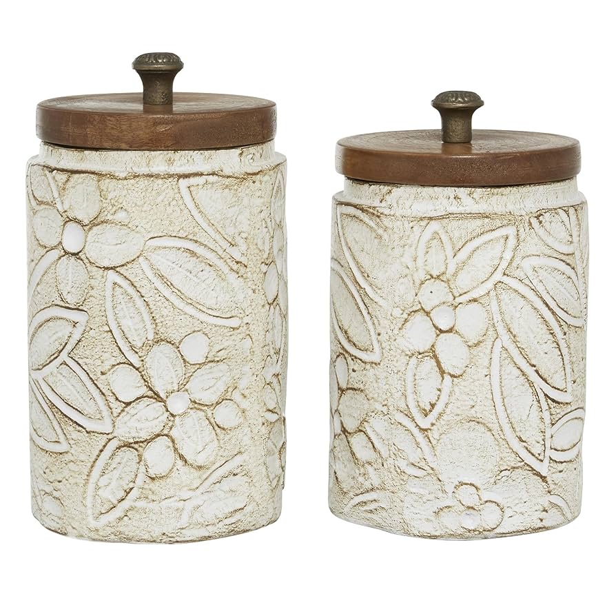 jars ceramic セット Deco 79 Ceramic Handmade Intricately Carved Decorative Jars
