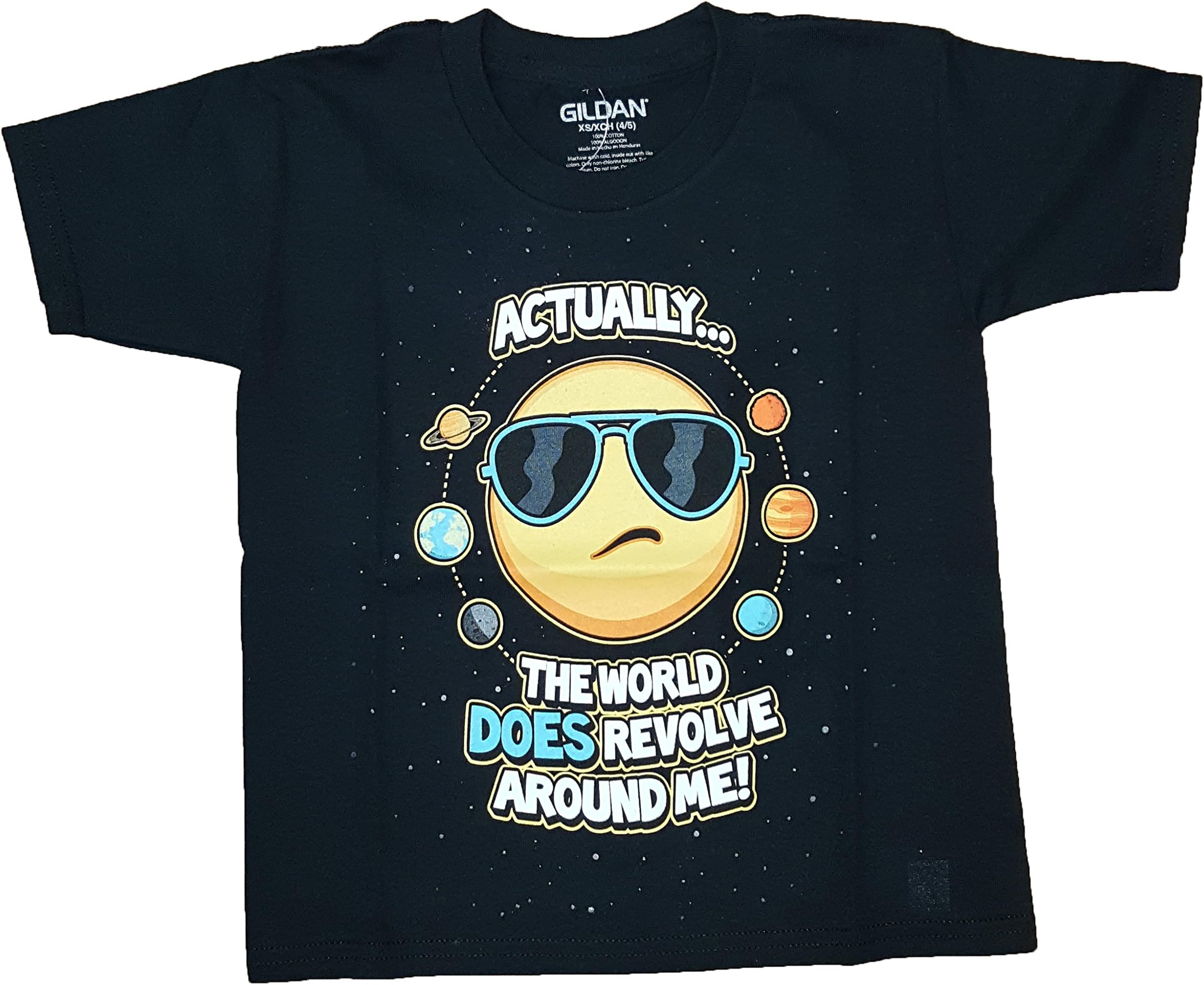 Boys Actually The World Does Revolve Around Me Black Graphic T-Shirt - Medium
