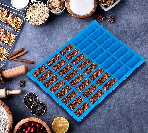 Miniatura 3 de 2 moldes de silicona para barra de granola, moldes rectangulares de 40 cavidades para barra de energía, moldes de silicona para hornear para barra