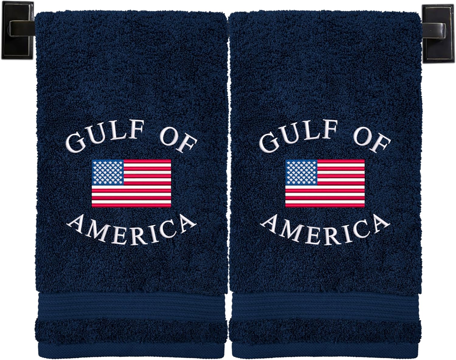 Gulf of America Hand Towels for Bathroom| Luxury Cotton Turkish Towels | Embroidered in USA | Set of 2 | Choose Set Color