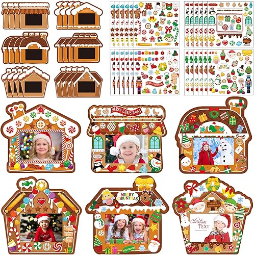 Funrous Marco de fotos de Navidad, caja de regalo, marco de fotos, adornos para colgar, marco de fotos, juego de manualidades, adornos de fotos para