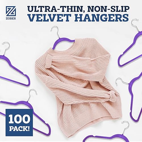 Vista 40 de Zober - Paquete de 50 perchas de terciopelo marfil para abrigos, pantalones y ropa de vestir; perchas de fieltro fuertes y antideslizantes con giro