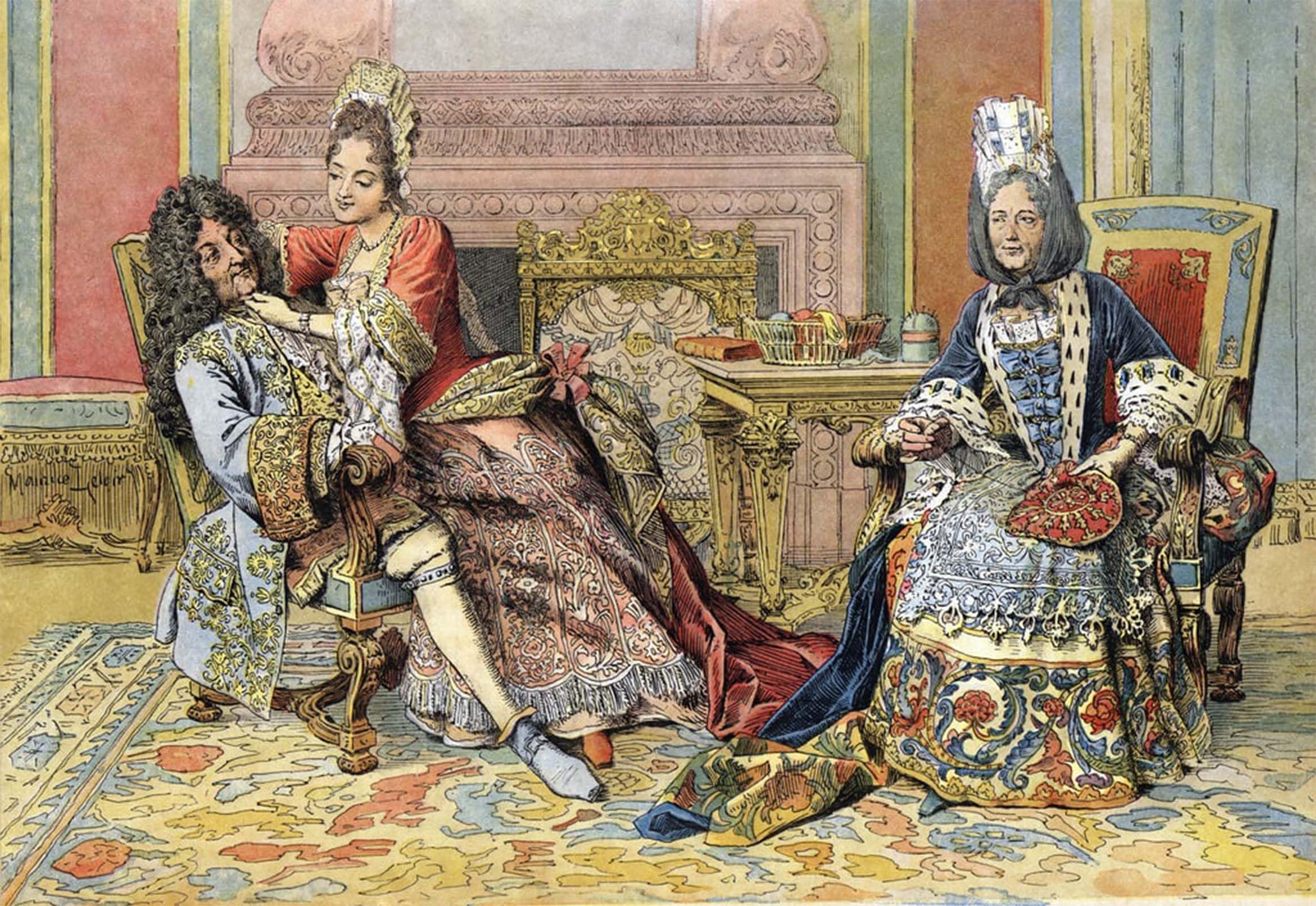 ARTXLXXBN Famous Painting Canvas Artwork Graffiti Print Familiarity of the Duchess of Burgundy with Louis Xiv Known As the Sun King by Maurice Leloir Portrait Canvas Image for Home Decor 60x90cm