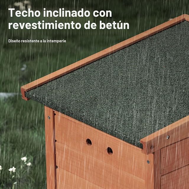 Foto 5 de 8 de Wiltec Caseta para Gatos 420 x 515 x 430 mm de Madera de Abeto casa para Mascotas con tejado abatible Sellado…