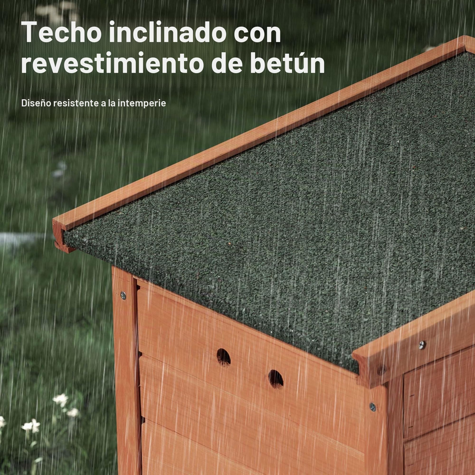 Wiltec Caseta para Gatos 420 x 515 x 430 mm de Madera de Abeto casa para Mascotas con tejado abatible Sellado con betún Refugio para jardín o balcón
