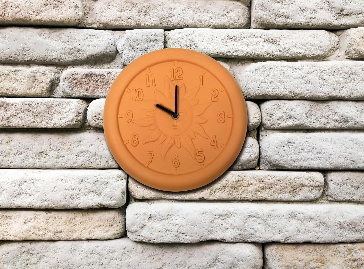 Poolmaster Terra Cotta Indoor and Outdoor Silent Wall Clock With Quartz Movement, 12-Inch