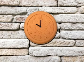 ساعة Poolmaster Terra Cotta الداخلية والصامتة في الهواء الطلق مع حركة كوارتز ، 12 بوصة