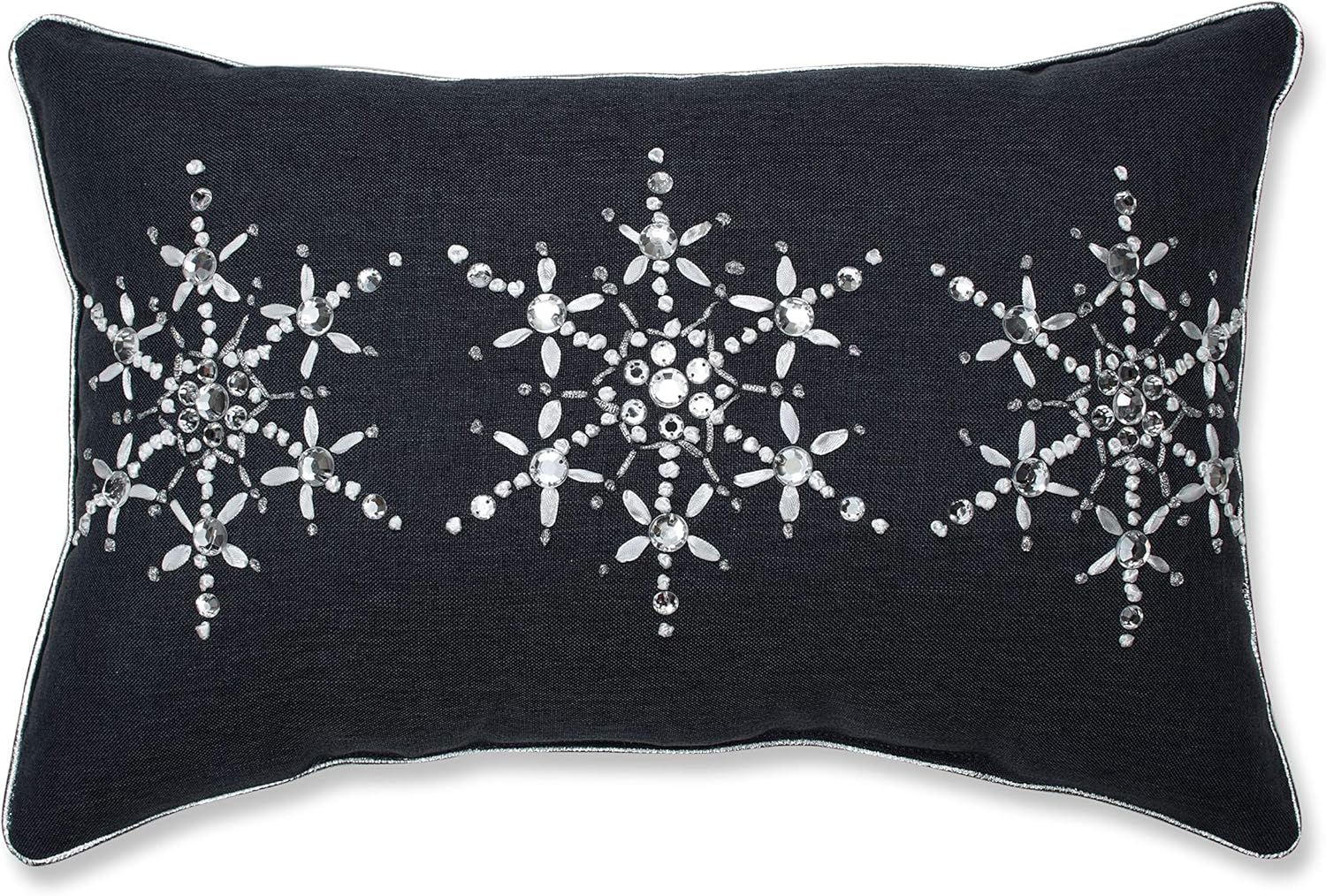 Pillow Perfect Jeweled Christmas Snowflake Decorative Lumbar Pillow, 1 Count (Pack of 1), Grey