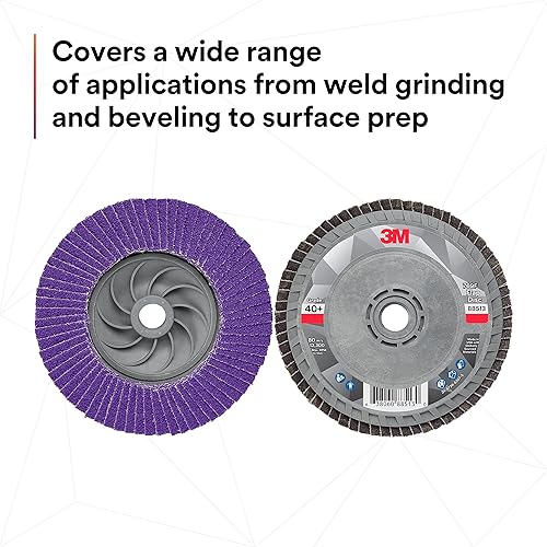 Miniatura 24 de 3M Disco de solapa 769F, tipo 27, 80+, 4-1/2 in x 7/8 in, abrasivo de alto rendimiento, disco de pulido y acabado de grano de precisión de cerámica