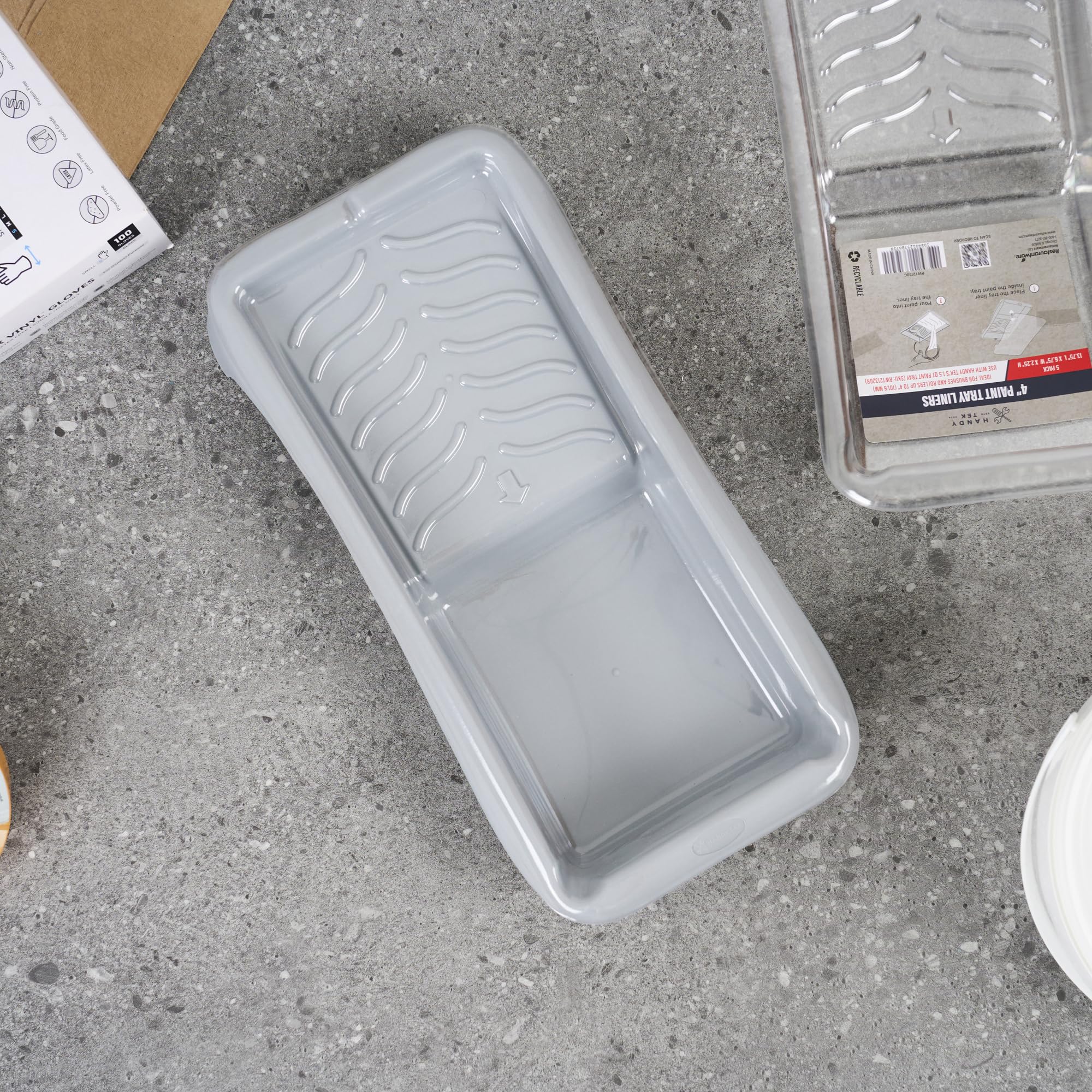 Restaurantware Paquete de 60 forros de bandeja de pintura, desechables, de 4 pulgadas, resistentes al desgarro, suministros de plástico transparente con textura para pintura de casa, retoques, bordes