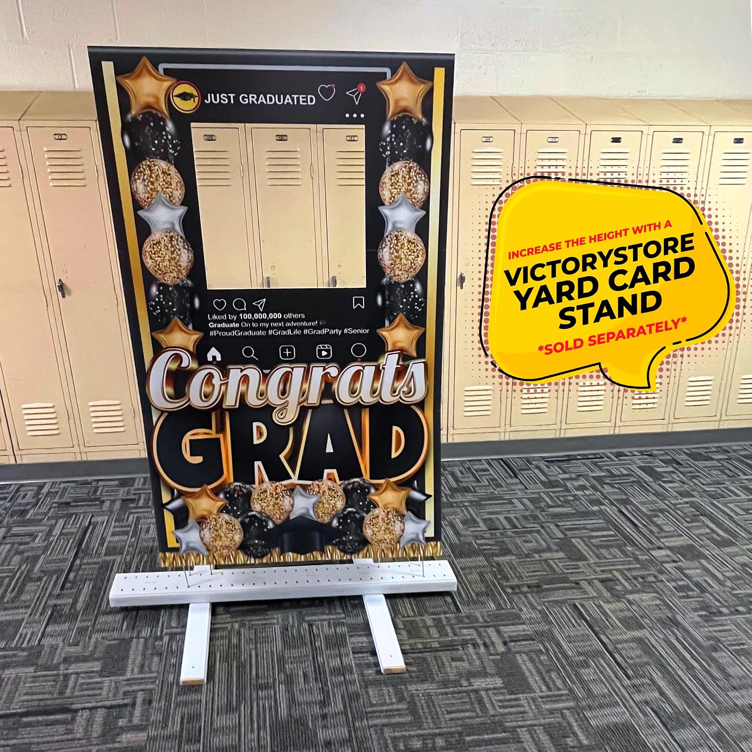 VictoryStore Jumbo Graduation Standup Photobooth Frame 5FT Tall by 3FT Wide, Outdoor Gradation Yard Sign or Indoor Graduation Party Decoration, 5 Pieces (Gold)