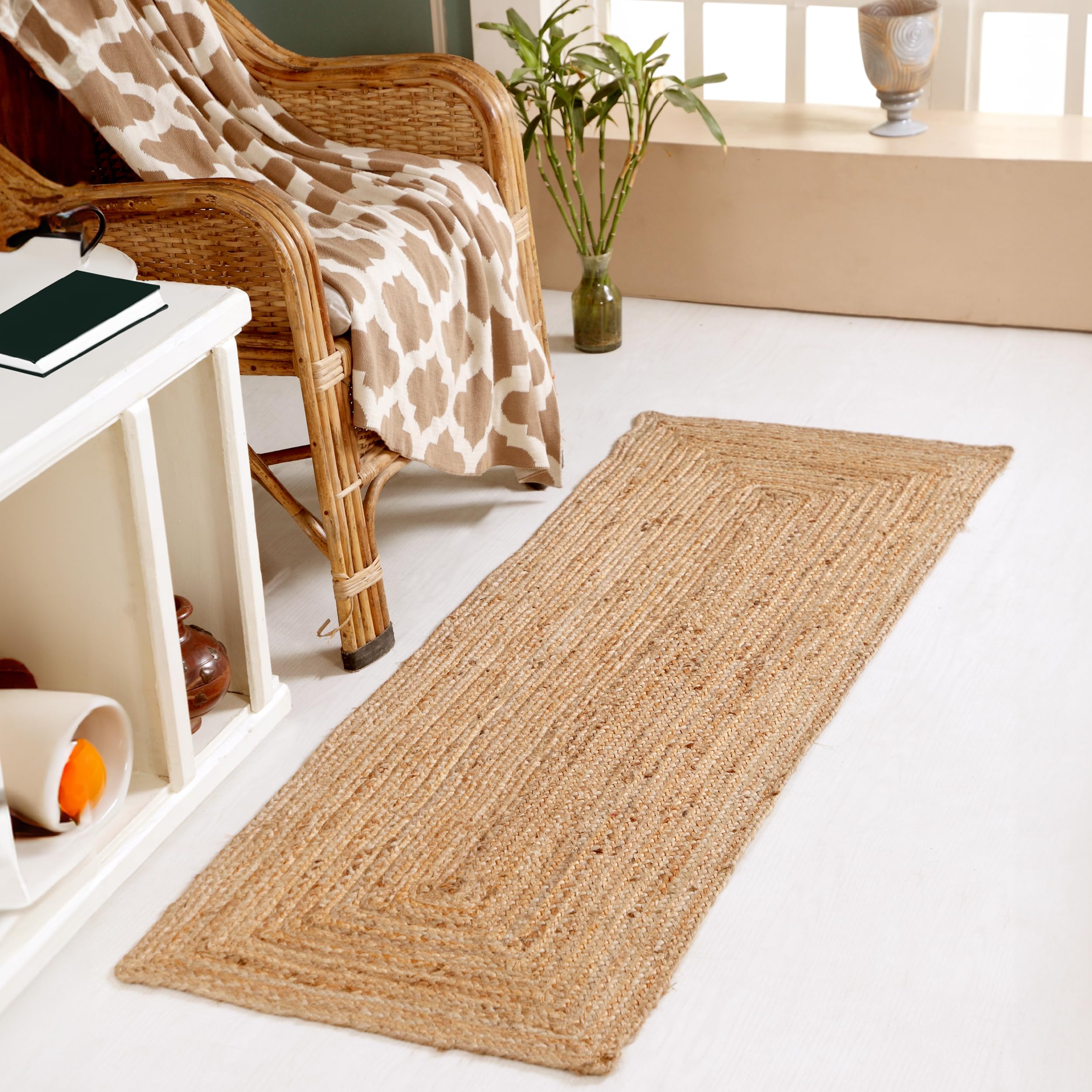 DHAKA Jute Area Rug | 100% Natural Fiber | Hand Woven | Ethical Trade | Eco-Friendly (Rectangle - 60 x 180 cm)