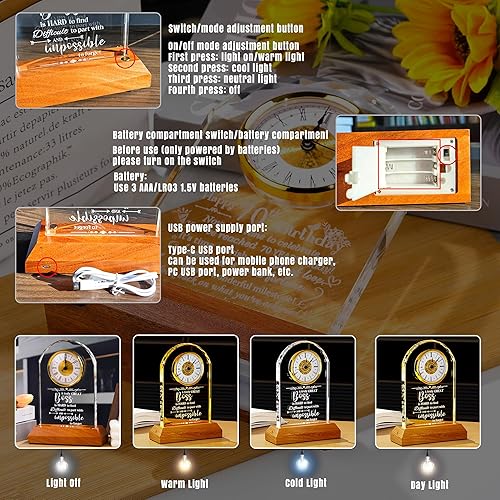 Miniatura 5 de Ornalrist Reloj de cristal de feliz cumpleaños 70 para mujeres y hombres, regalo de cumpleaños de 70 años para mamá, papá, reloj de cuarzo giratorio