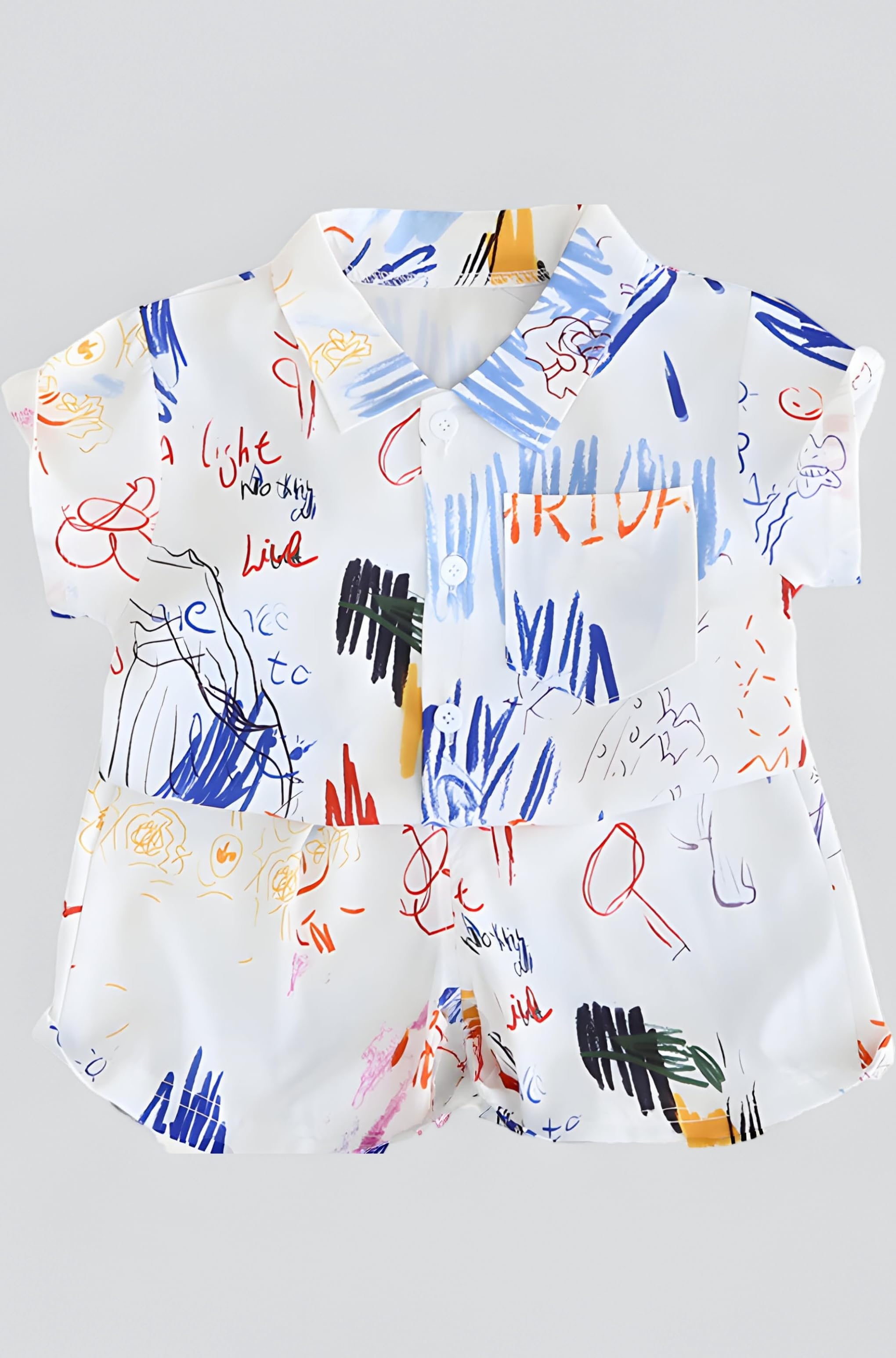 Cotton Printed Shirt with Printed Shorts — Clothing Set for Baby Boys | Toddlers | Half Sleeves | Classy Printed | Shirt Collar Neck | Dress for Kids