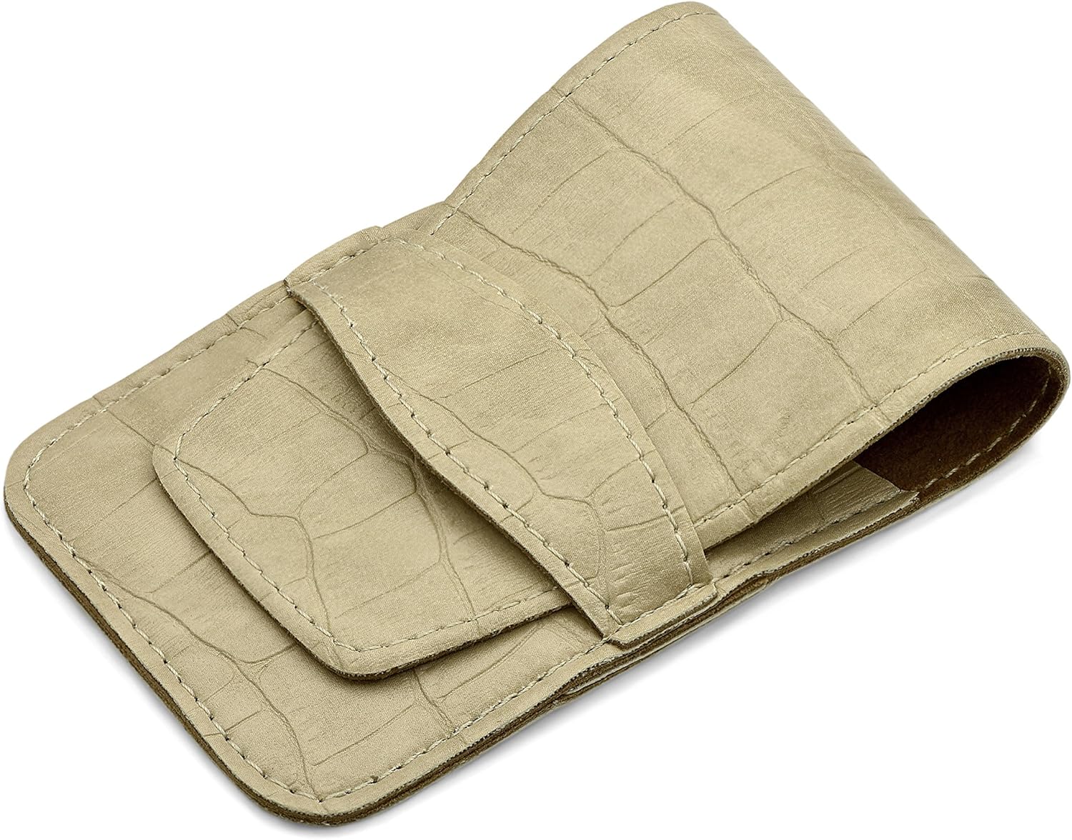 Mont Bleu 5-piece Manicure Set with crystal nail file, in Cruelty Free Beige Leatherette Case | Italian Scissors - Silver Czech Crystal Nail File - German Case