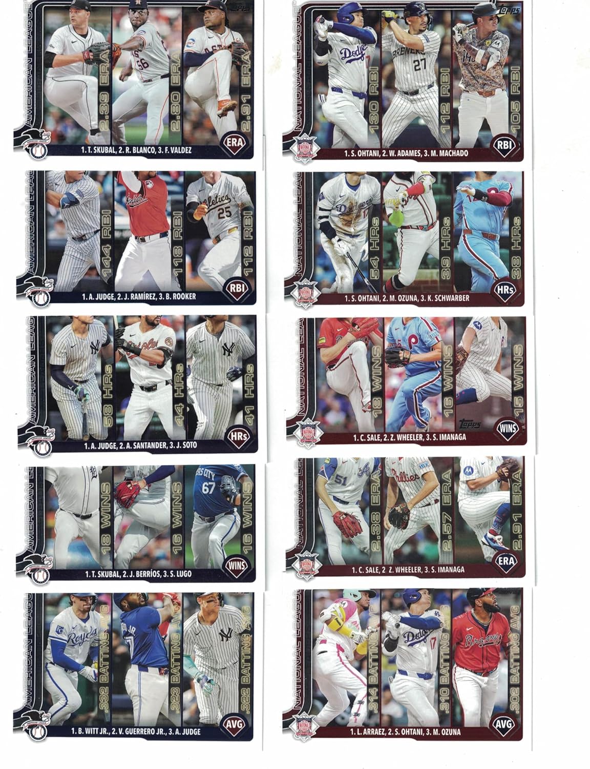 2025 Topps Baseball (Series 1) Stars of MLB Complete Insert Set (1-30) *Plus* The 2025 Topps (Series 1) NL/AL League Leader Set of (10) Cards! Loaded with Star Players!