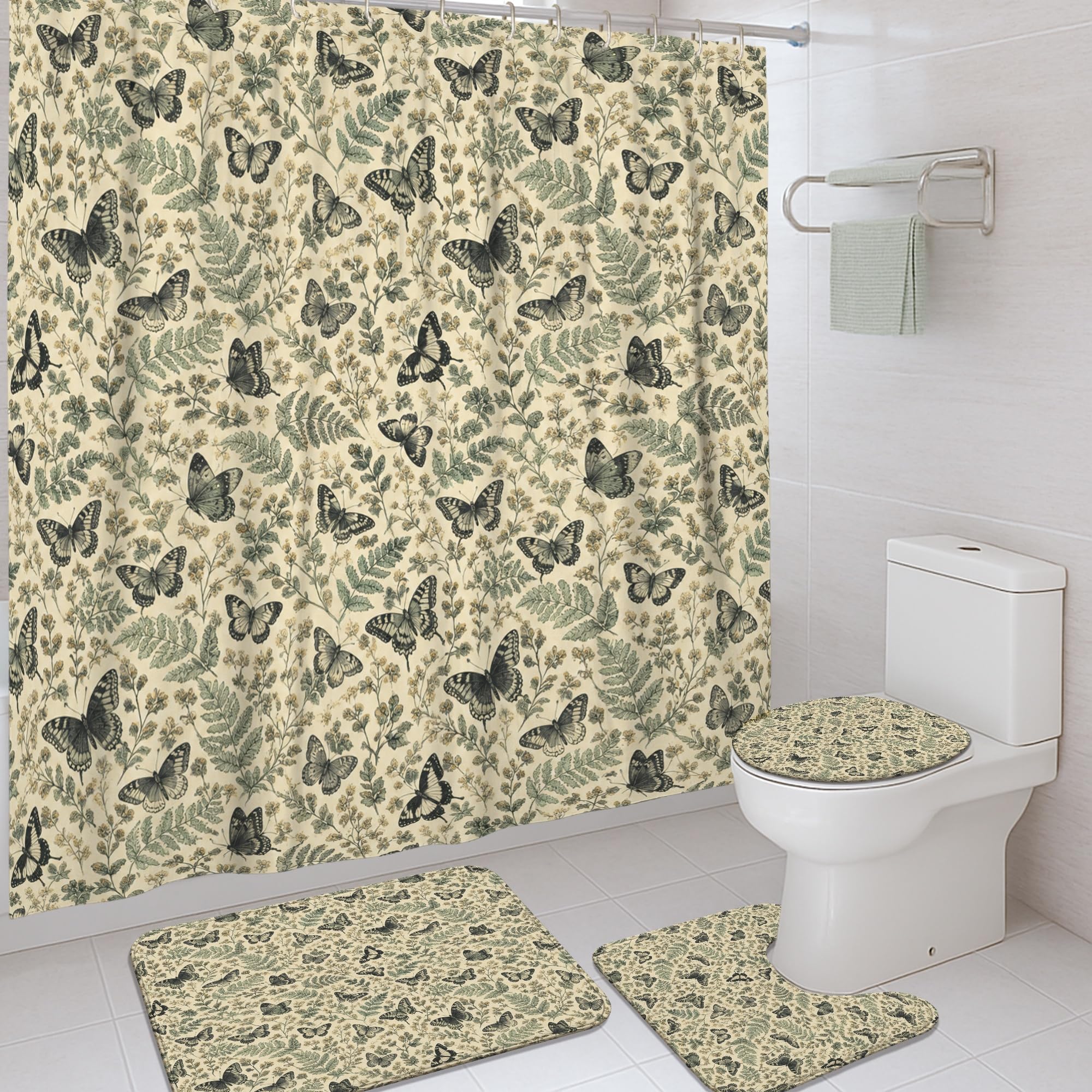 Rideau de douche 183x183 cm et tapis pour décoration d'hôtel et maison moderne