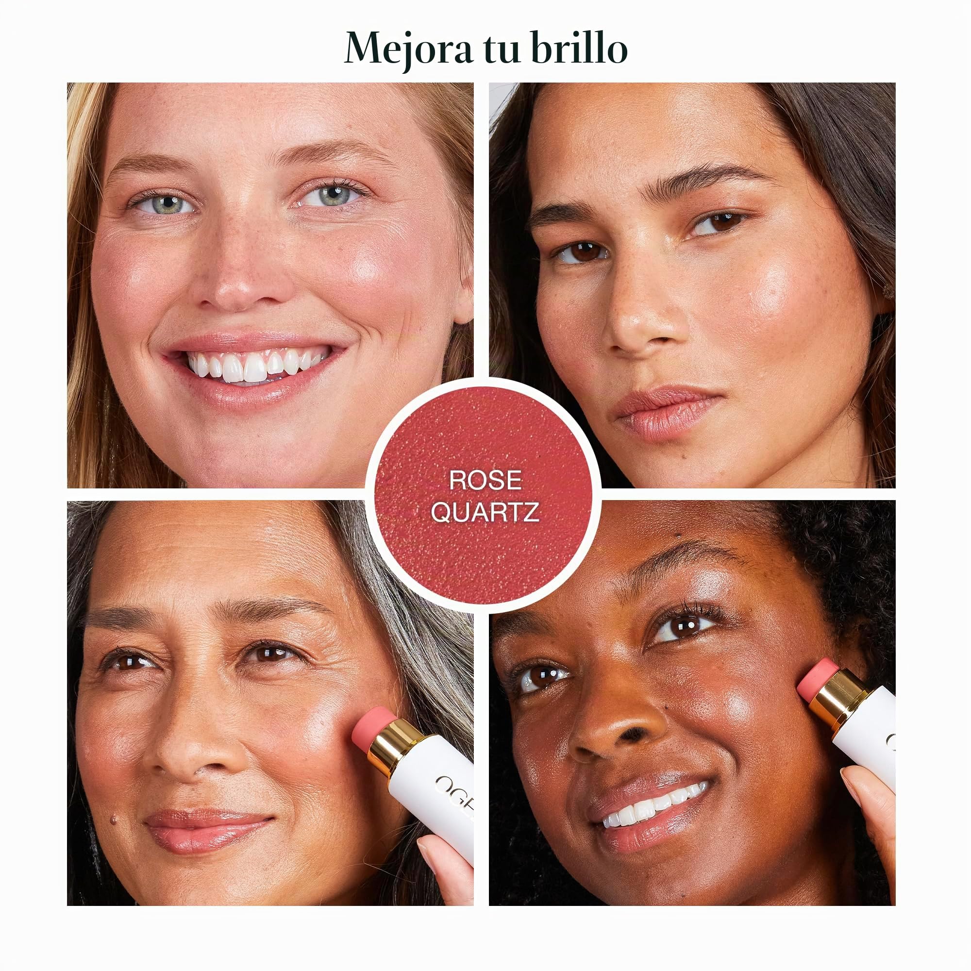 Ogee Barra facial esculpida (cuarzo rosa, rubor rosa), barra de rubor orgánico certificado, multiuso, para mejillas, labios y cara