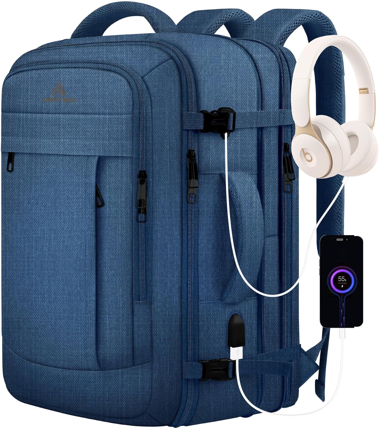 Large Travel Laptop Backpack for Men 50L Carry On Backpack Expandable Laptop Bag Water Resistant Overnight Weekender Gym