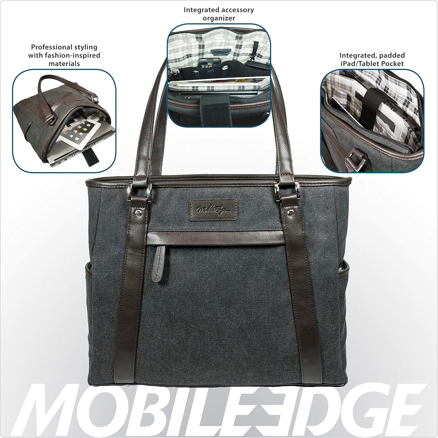 40% оƒƒ Dіѕсоunt Mobile Edge Urban Laptop Tote Charcoal w/Brown Trim 🔥 Mobile Edge Urban Laptop Tote Charcoal w/Brown Trim