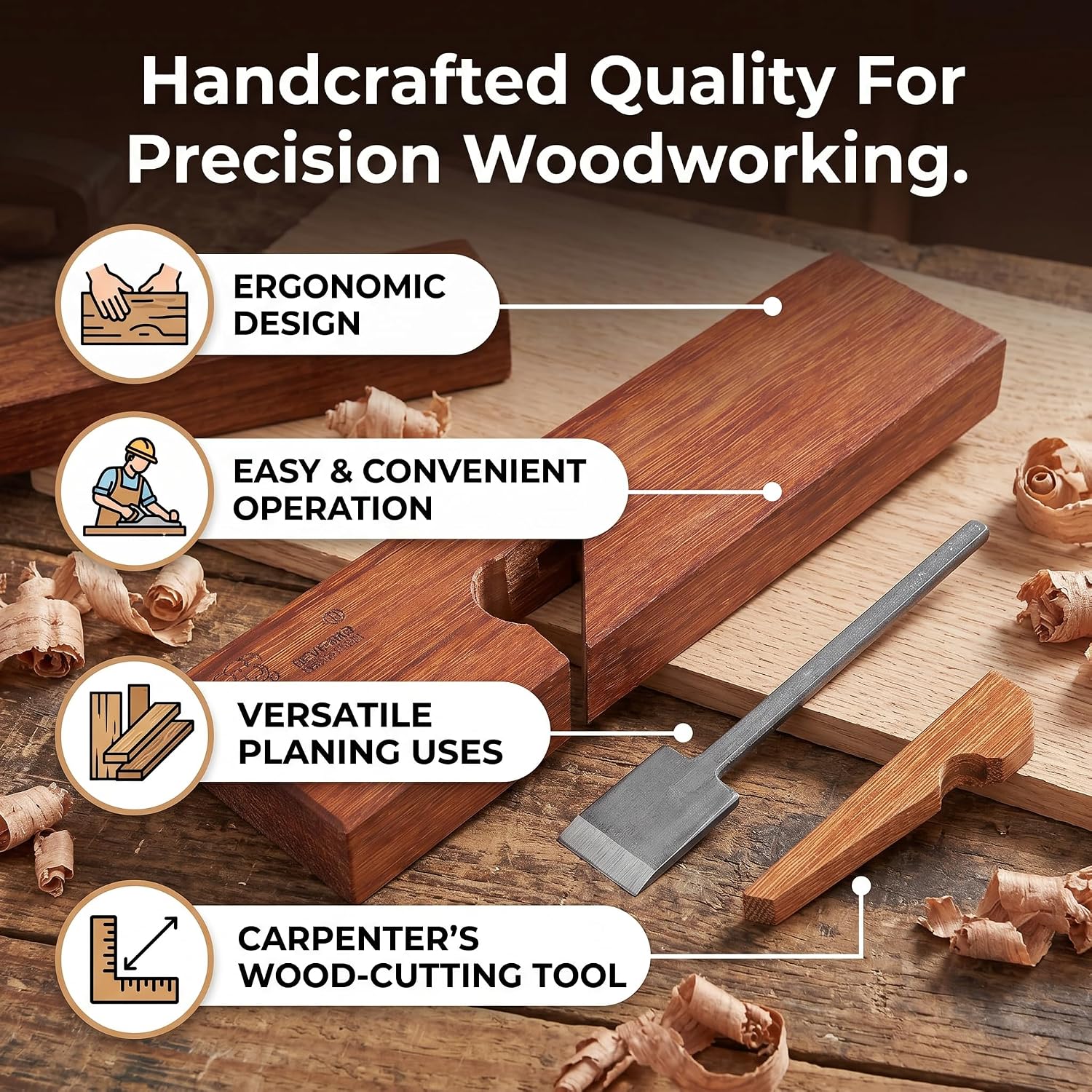 Keenso Wood Block Plane, Hand Planer Tool for Woodworking, Smoothing and Chamfering