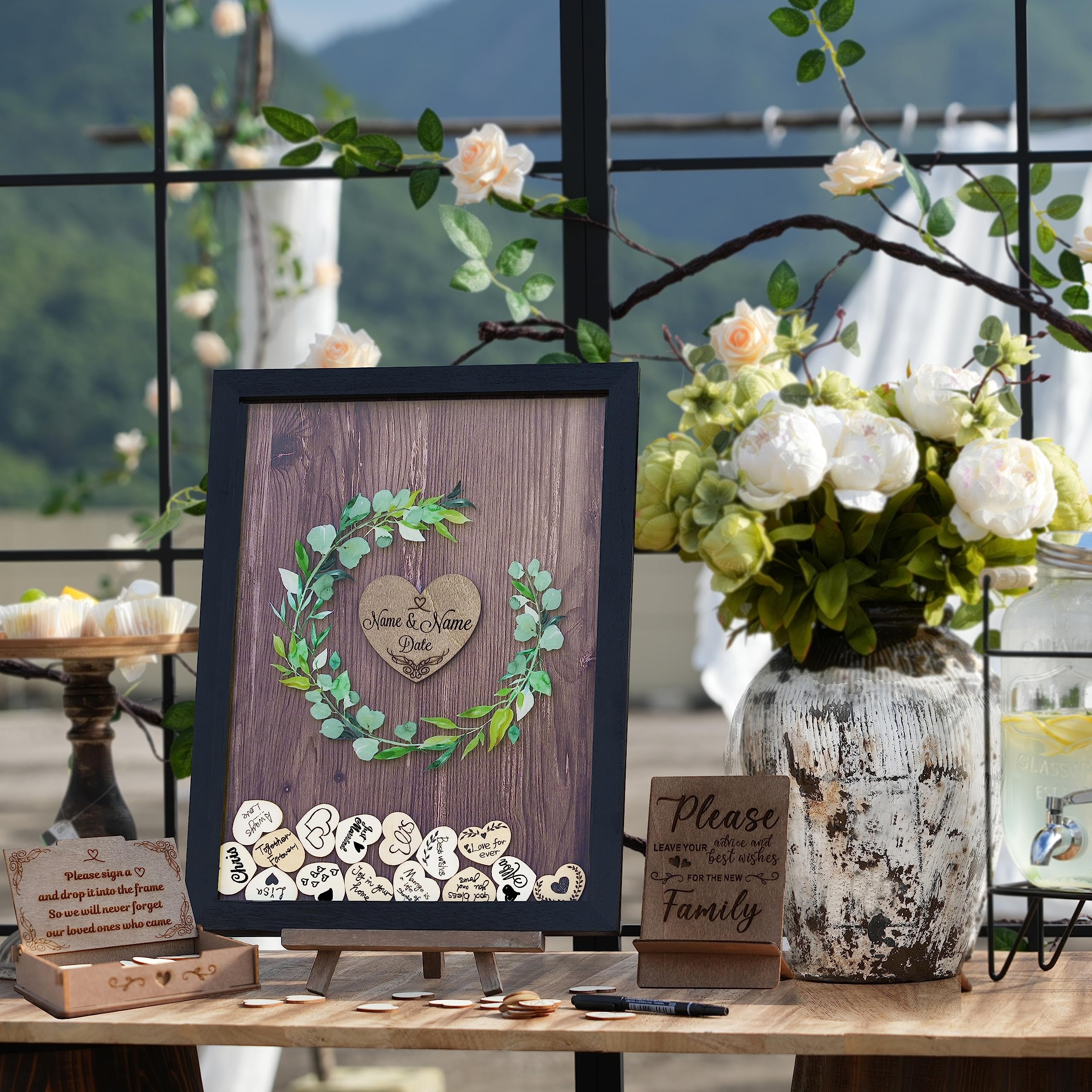 Y&K Homish Wedding Guest Book Alternative for Wedding Reception Rustic Wedding Decorations (Black)